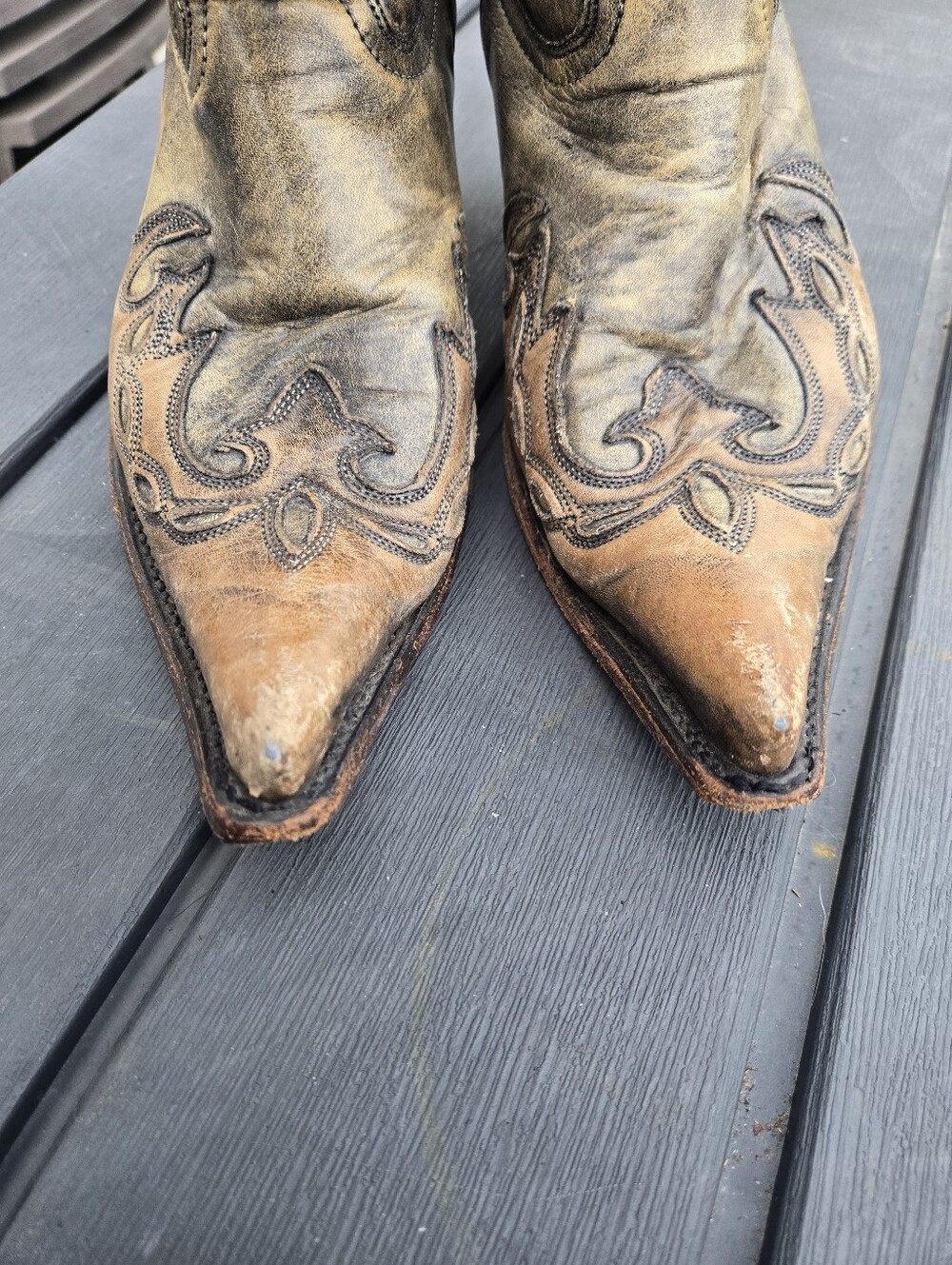 Rockin Leather Womens Brown Distressed Leather Cowboy Boots Size 9 - Picture 7 of 7